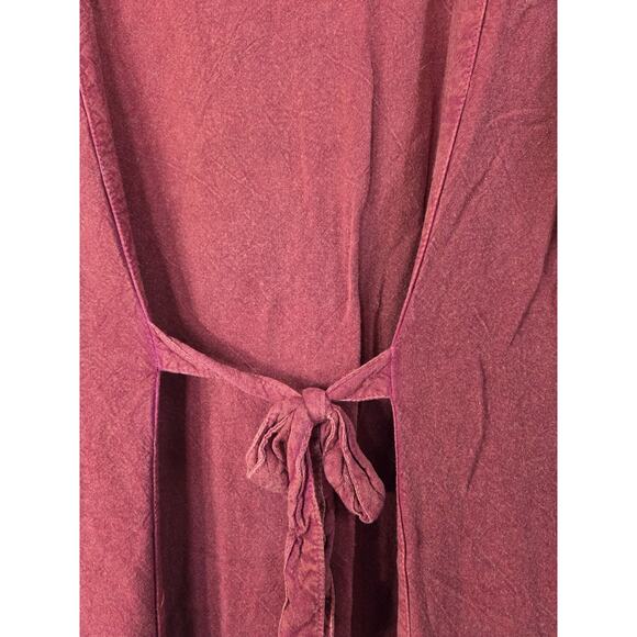 Boho 90s Brick Red Embroidered Button Front Grungy Festival Midi Dress, Medium - Picture 9 of 11